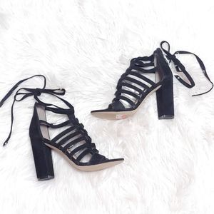 Sam Edelman Black Yarina Suede Sandals Size 8.5